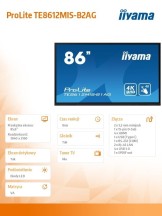 IIYAMA Monitor wielkoformatowy 85.6 cala TE8612MIS-B2AG INFRARED,40pkt,VA,4K,7H,WiFi