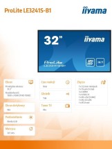 IIYAMA Monitor wielkoformatowy 31.5 cala LE3241S-B1 IPS/FHD/HDMI/18.7/RJ45/2x10W