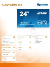 IIYAMA Monitor 24 cale XUB2497HSU-W2 IPS, HDMI, DP, 2x2W, 2xUSB, Pivot, HAS(150mm)