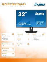 IIYAMA Monitor 32 cale XB3270QS-B5 IPS,WQHD,HDMI,DP,DVI,HAS(150mm)