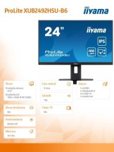 IIYAMA Monitor 23.8 cala XUB2492HSU-B6 IPS,HDMI,DP,VGA,100Hz,PIVOT,USB,HAS/150mm