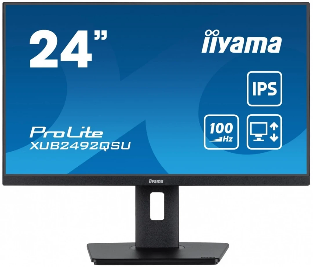 IIYAMA Monitor 23.8 cala ProLite XUB2492QSU-B1 IPS,QHD,USB-C,100Hz,3xUSB(3.2),HDMI,DP  300cd/m2,FreeSync,2x2W,HAS(150mm),PIVOT