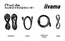IIYAMA Monitor 23.8 cala ProLite XUB2492QSU-B1 IPS,QHD,USB-C,100Hz,3xUSB(3.2),HDMI,DP  300cd/m2,FreeSync,2x2W,HAS(150mm),PIVOT