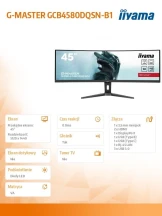IIYAMA Monitor 45 cali G-Master GCB4580DQSN-B1, VA,DQHD,165HZ,USB-C-DOCK,RJ45,32:9,  1500R,450cd/m2,3000:1,0.8ms,3xUSB,2xHDMI,1xDP,2x3W,PowerDelivery-