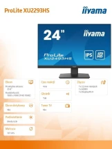 IIYAMA Monitor 23.8 cala XU2493HS-B5 IPS,HDMI,DP,2x2W,ACR,Ficker free