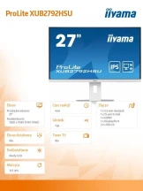 IIYAMA Monitor 27 cali XUB2792HSU-W5 IPS,HDMI,DP,VGA,FHD,SLIM,HAS(150mm)