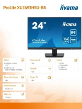 IIYAMA Monitor 23.8 cala  XU2493HSU-B6 IPS.HDMI.DP.2x2W.USBx2.FHD.SLIM.100Hz