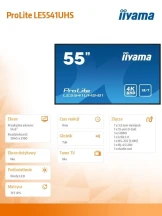 IIYAMA Monitor 55 cali LE5541UHS-B1 IPS,4K,18/7,LAN,USB,HDMI